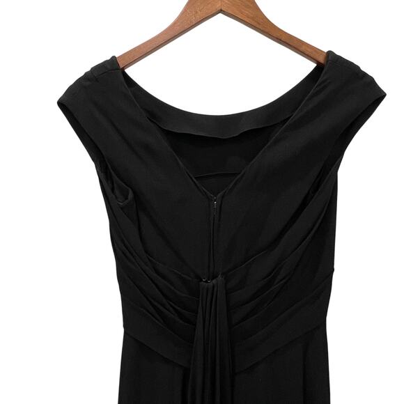 Vintage  Black Cocktail Dress Cap Sleeves Train Size Medium Hatlileu - Picture 8 of 14